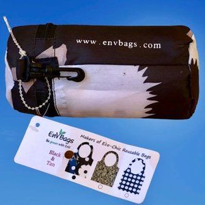 Eco - Chic Reusable Shoulder Tote Grocery Bag + Pouch by EnV Bags Black NEW
